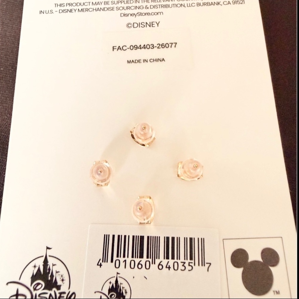 Disney Parks Girls Crew 4 Park Icon Stud Earrings Gold Tone New! - Picture 3 of 3